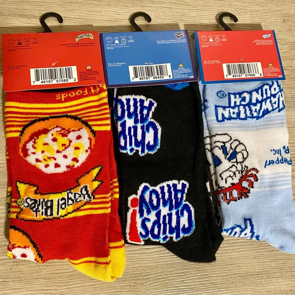 Odd Sox Unisex Novelty Foodie Snacks Pack Your Lunch Socks Set of 3 - NEW